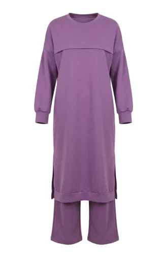 Zweiteiliges Tunika Und Hose Set 0549-06 Lila 0549-06