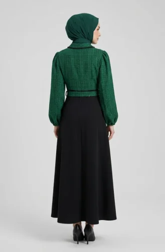 Robe à Bordure En Tweed Vert 71353-03 71353-03