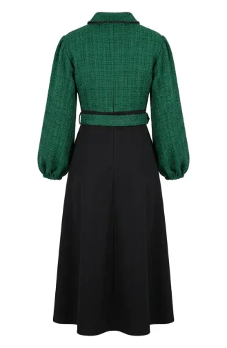 Robe à Bordure En Tweed Vert 71353-03 71353-03