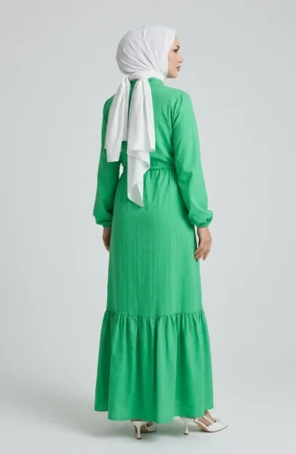 Robe Boutonnée à Ourlet Fronce 0351-04 Vert 0351-04