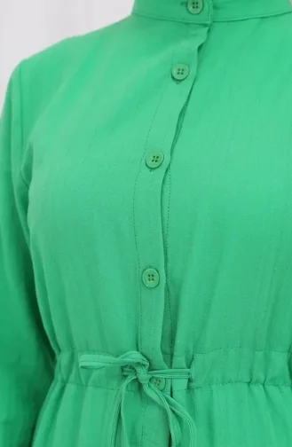 Robe Boutonnée à Ourlet Fronce 0351-04 Vert 0351-04