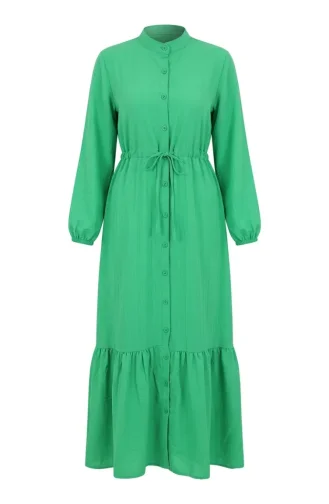 Robe Boutonnée à Ourlet Fronce 0351-04 Vert 0351-04