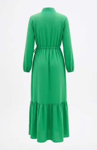 Robe Boutonnée à Ourlet Fronce 0351-04 Vert 0351-04