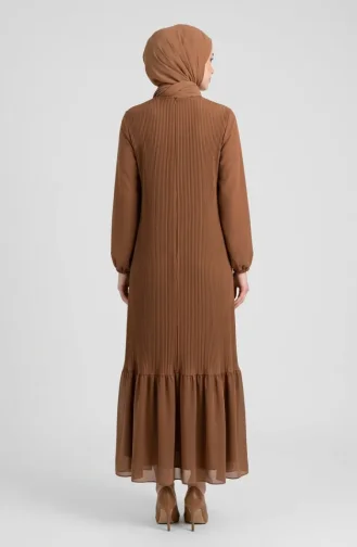 Robe Longue Plissée à Jupe à Volants 0171-07 Café Au Lait 0171-07