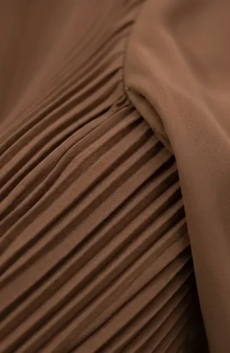 Robe Longue Plissée à Jupe à Volants 0171-07 Café Au Lait 0171-07
