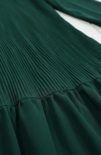 Robe Longue Plissée à Jupe à Volants 0171-09 Vert émeraude 0171-09