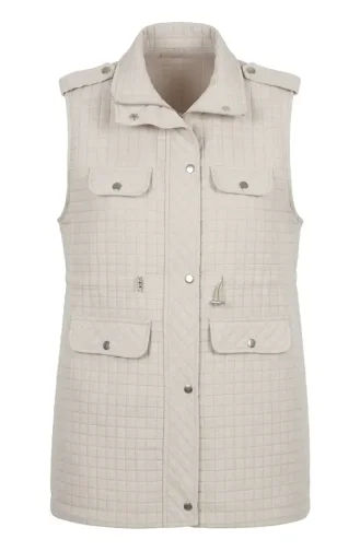 Gesteppte Weste Mit Druckknöpfen 12035-01 Beige 12035-01