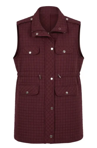 Kapitone Çıtçıtlı Yelek 12035-03 Bordo