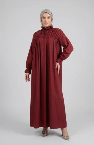 Kleid Mit Stehkragen Und Raffungen 71270-05 Burgunderrot 71270-05