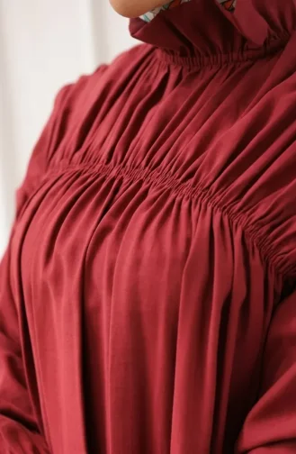 Kleid Mit Stehkragen Und Raffungen 71270-05 Burgunderrot 71270-05