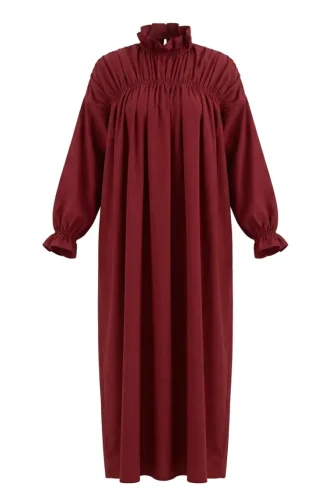 Kleid Mit Stehkragen Und Raffungen 71270-05 Burgunderrot 71270-05
