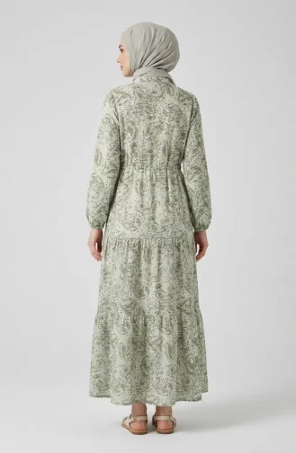 Kleid Mit Halber Knopfleiste Und Kordelzug In Der Taille 0271C-01 Grün 0271C-01