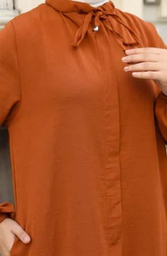 Abaya à Manches élastiquées Et Fermeture éclair 0140-11 Beige 0140-11