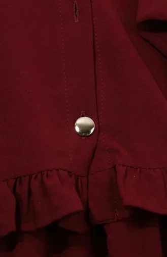 Button-Down Ruffled Tunic And Skirt Two-Piece Set 0272-03 Burgundy 0272-03