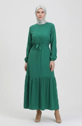 Kleid Mit Gürtel 0512-01 Smaragdgrün 0512-01
