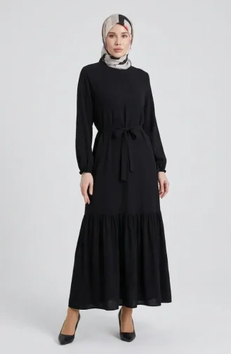Kleid Mit Gürtel 0512-04 Schwarz 0512-04