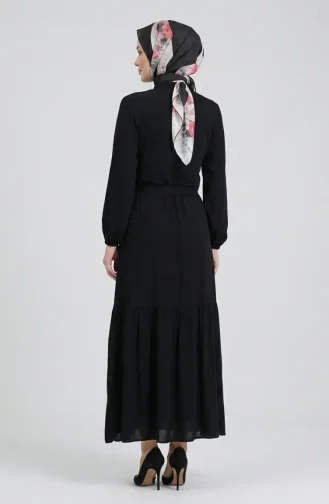 Kleid Mit Gürtel 0512-04 Schwarz 0512-04