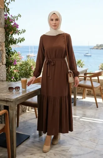 Kleid Mit Gürtel 0512-06 Braun 0512-06