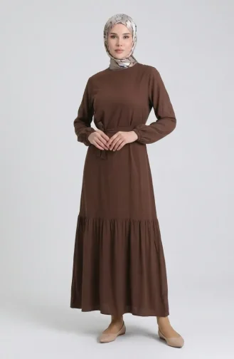 Kleid Mit Gürtel 0512-06 Braun 0512-06