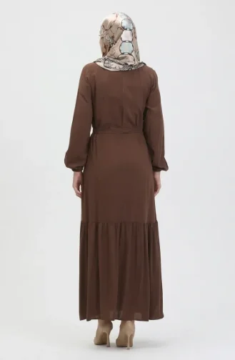 Kleid Mit Gürtel 0512-06 Braun 0512-06