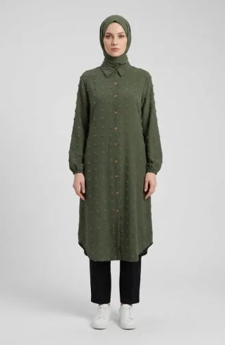 سترة طويلة بأزرار كاملة الطول 0267-01 كاكي 0267-01