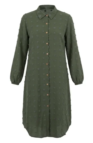 سترة طويلة بأزرار كاملة الطول 0267-01 كاكي 0267-01