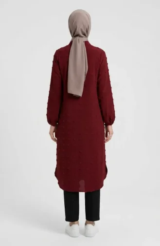 Full-Length Buttoned Long Tunic 0267-02 Burgundy 0267-02