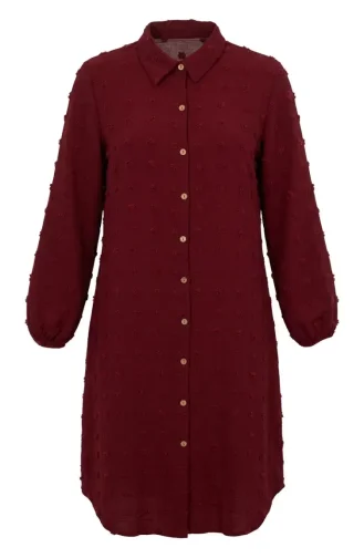 Full-Length Buttoned Long Tunic 0267-02 Burgundy 0267-02