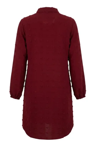 Full-Length Buttoned Long Tunic 0267-02 Burgundy 0267-02