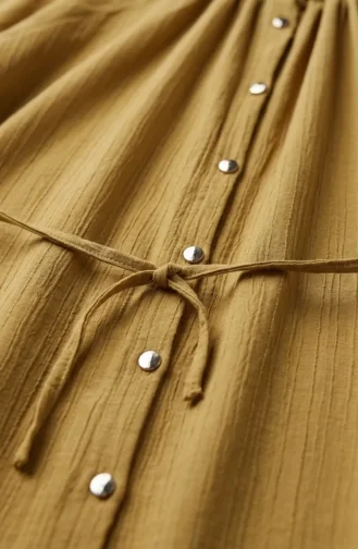 Boydan Düğmeli Bağcıklı Tunik Pantolon ikili Takım 2253-01 Yağ Yeşili