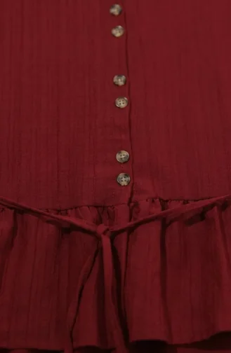 Ensemble Deux Pièces Tunique Et Jupe Froncées à Lacets 2254-02 Bordeaux 2254-02