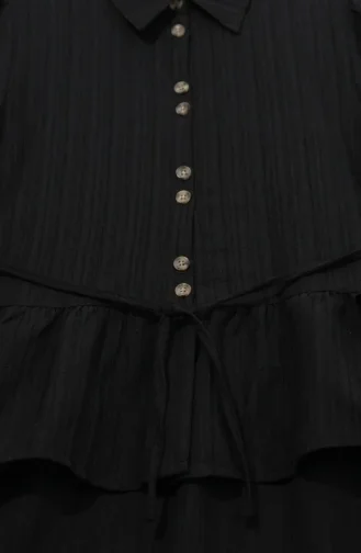 Gathered Lace-Up Tunic And Skirt Two-Piece Set 2254-03 Black 2254-03