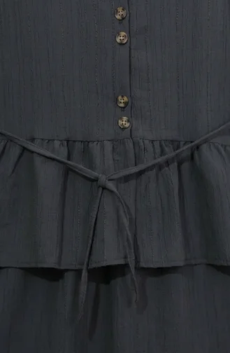 Gathered Lace-Up Tunic And Skirt Two-Piece Set 2254-05 Anthracite 2254-05