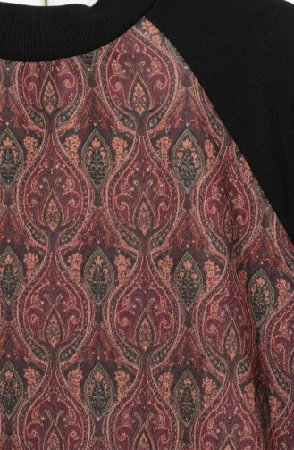 Patterned Tunic And Pants Two-Piece Set 2260-04 Black Brown 2260-04
