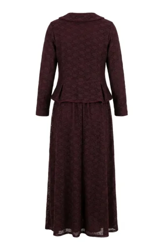 Bebe Yaka Dantelli Tunik Etek ikili Takım 0270-04 Bordo