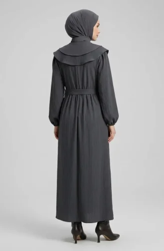 Robe à Col Peter Pan Ceinturée 2252-01 Gris 2252-01