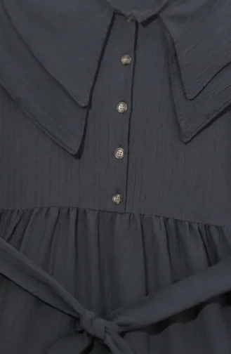 Robe à Col Peter Pan Ceinturée 2252-01 Gris 2252-01