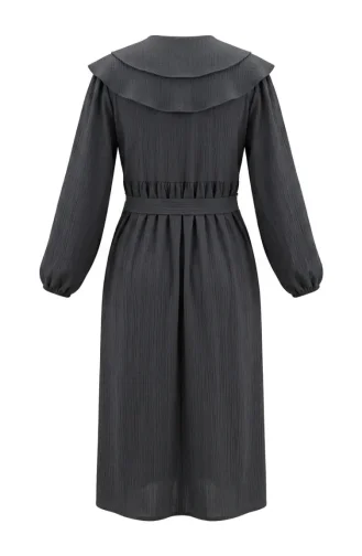 Robe à Col Peter Pan Ceinturée 2252-01 Gris 2252-01