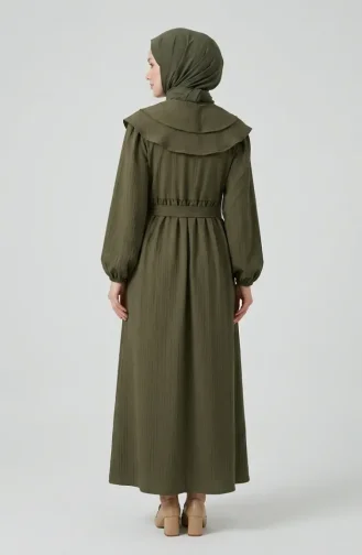 Robe Kaki à Col Claudine Et Ceinture 2252-02 2252-02