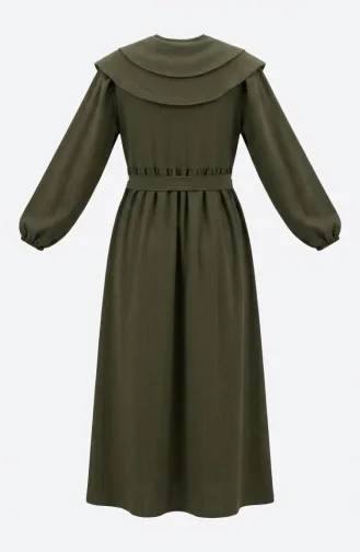 Robe Kaki à Col Claudine Et Ceinture 2252-02 2252-02