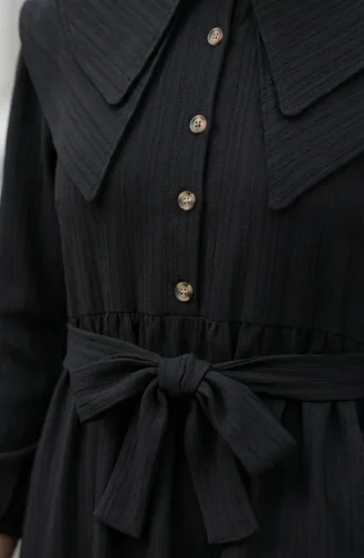 Kleid Mit Peter-Pan-Kragen Und Gürtel 2252-04 Schwarz 2252-04