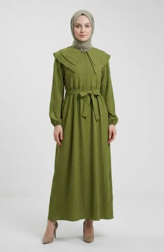 Peter Pan Collar Belted Dress 2252-05 Pistachio Green 2252-05