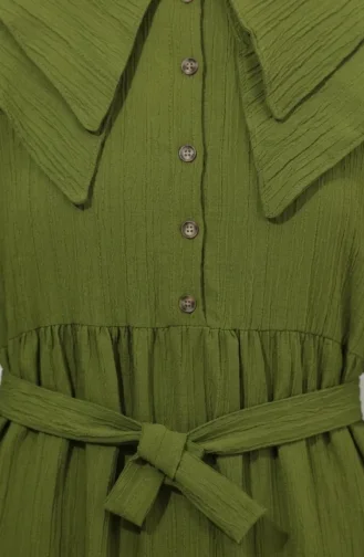 Peter Pan Collar Belted Dress 2252-05 Pistachio Green 2252-05