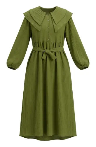 Peter Pan Collar Belted Dress 2252-05 Pistachio Green 2252-05