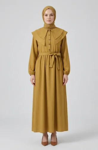 Kleid Mit Peter-Pan-Kragen Und Gürtel 2252-06 Olivgrün 2252-06
