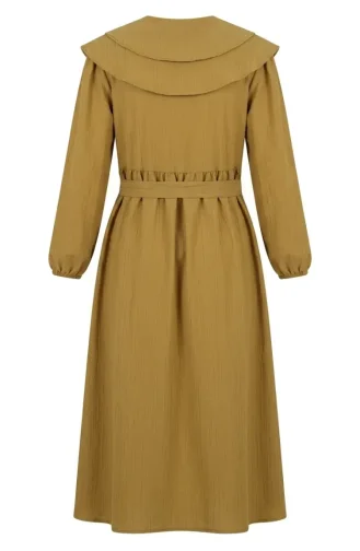 Kleid Mit Peter-Pan-Kragen Und Gürtel 2252-06 Olivgrün 2252-06