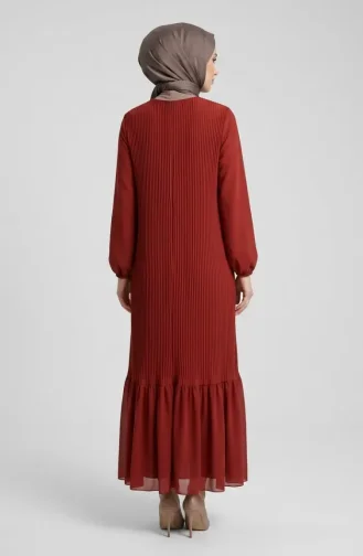 Robe Longue Plissée à Jupe à Volants 0171-06 Terracotta 0171-06