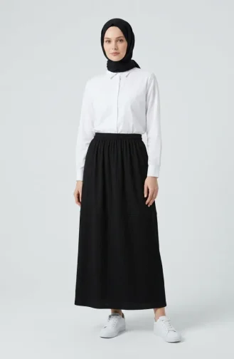 Jupe En Crêpe Avec Taille élastiquée 2257-01 Noire 2257-01