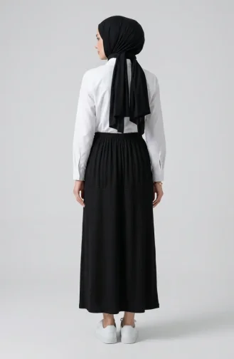 Jupe En Crêpe Avec Taille élastiquée 2257-01 Noire 2257-01