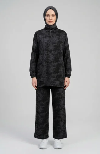 Half-Zip Twist Tunic And Trousers Two-Piece Set 0269-01 Smoke Grey 0269-01